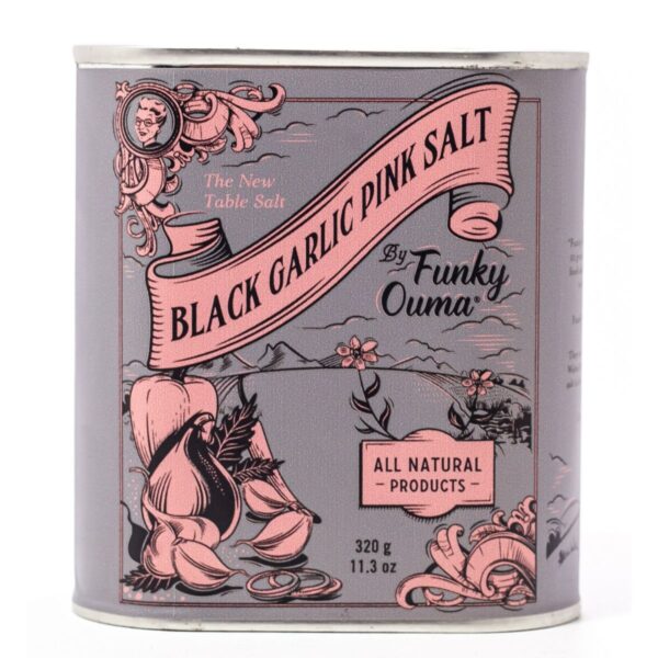 Funky Ouma - Black Garlic Salt - Tin 250g - Afbeelding 2