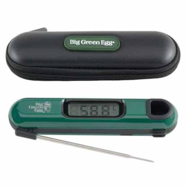 Snelle thermometer van Big Green Egg met handig opberghoesje. Geeft binnen 3-4 seconden de temperatuur weer