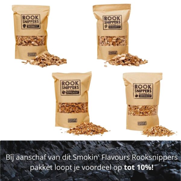 Pakket met 4 soorten Rooksnippers van Smokin' Flavours.