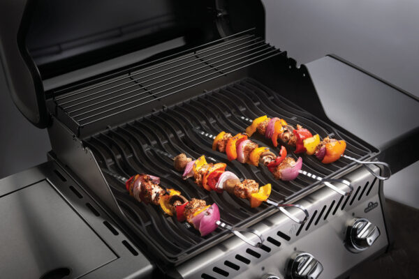 Napoleon RVS shaslick set – set van 8 roestvrijstalen spiesen met houder voor gelijkmatig grillen op bbq