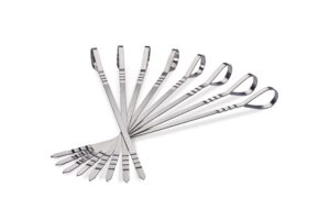 Napoleon RVS shaslick set – set van 8 roestvrijstalen spiesen met houder voor gelijkmatig grillen