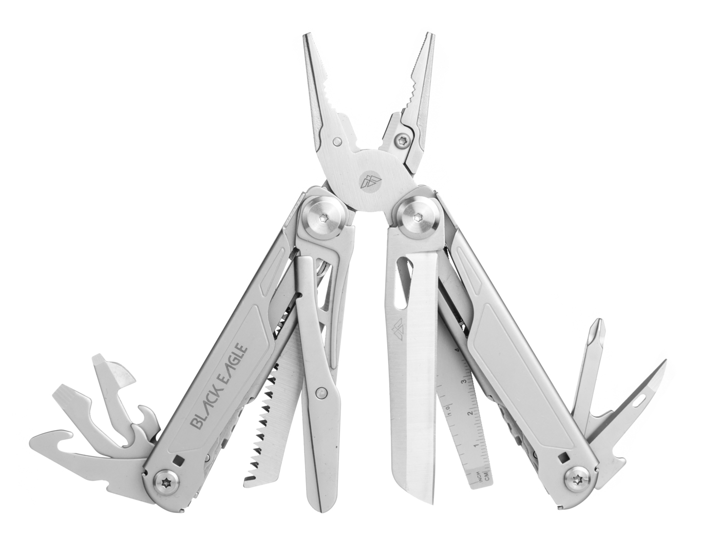 Black Eagle Yukon Mist Grey multitool met 16 functies en INOX behuizing