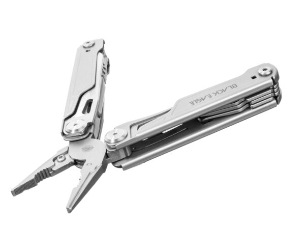 Black Eagle Yukon Mist Grey multitool met 16 functies en INOX behuizing open