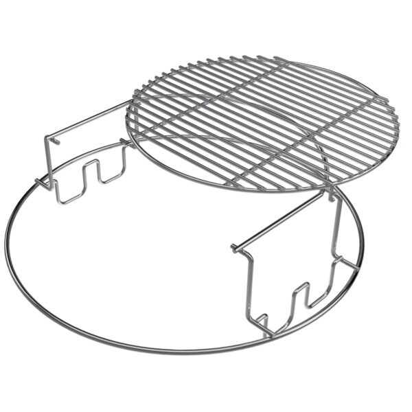 RVS rooster met verhoger om op meerder niveaus te werken en de kookcapaciteit te vergroten. Geschikt voor de Big Green Egg Large.