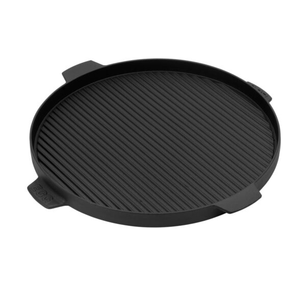 Gietijzeren bakplaat met gladde zijde en grill zijde. Geschikt voor Big Green Egg Large