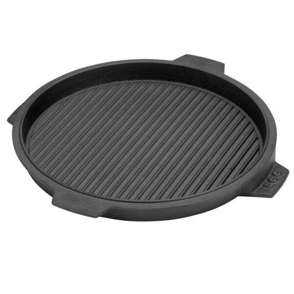 Gietijzeren bakplaat met gladde zijde en grill zijde. Geschikt voor Big Green Egg MiniMax