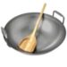 Carbon steel grill wok met houten spatel van Big Green Egg.