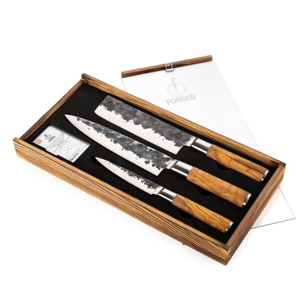 3-delig messenset uit de Forged Olive lijn.||