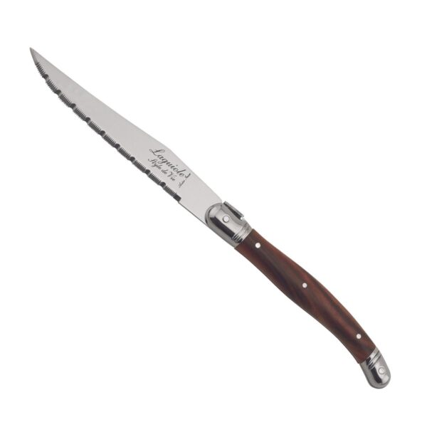 Laguiole Steakmessen Dark Wood - 6 stuks met messenblok|||