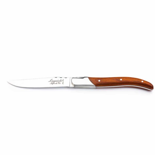 Luxe steakmessen met olijfhouten handvat uit Laguiole serie van Style de Vie.||