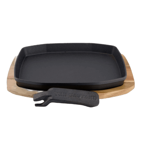 The Bastard gietijzeren sizzling plate & holder 21x28 cm|The Bastard gietijzeren sizzling plate & holder 21x28 cm