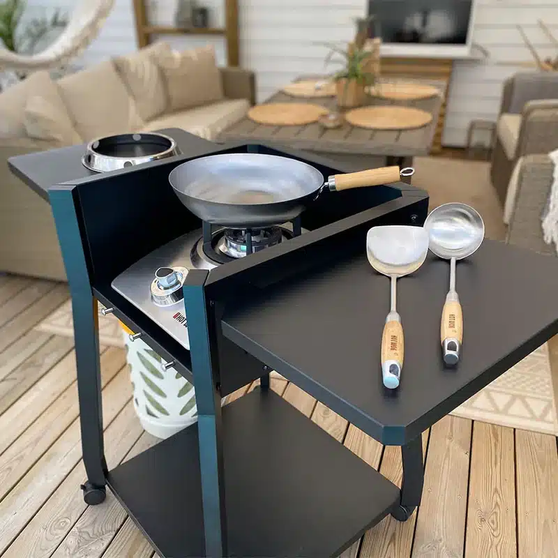 Hot Wok spatel HW6010 roestvrij staal met bamboe handvat in set